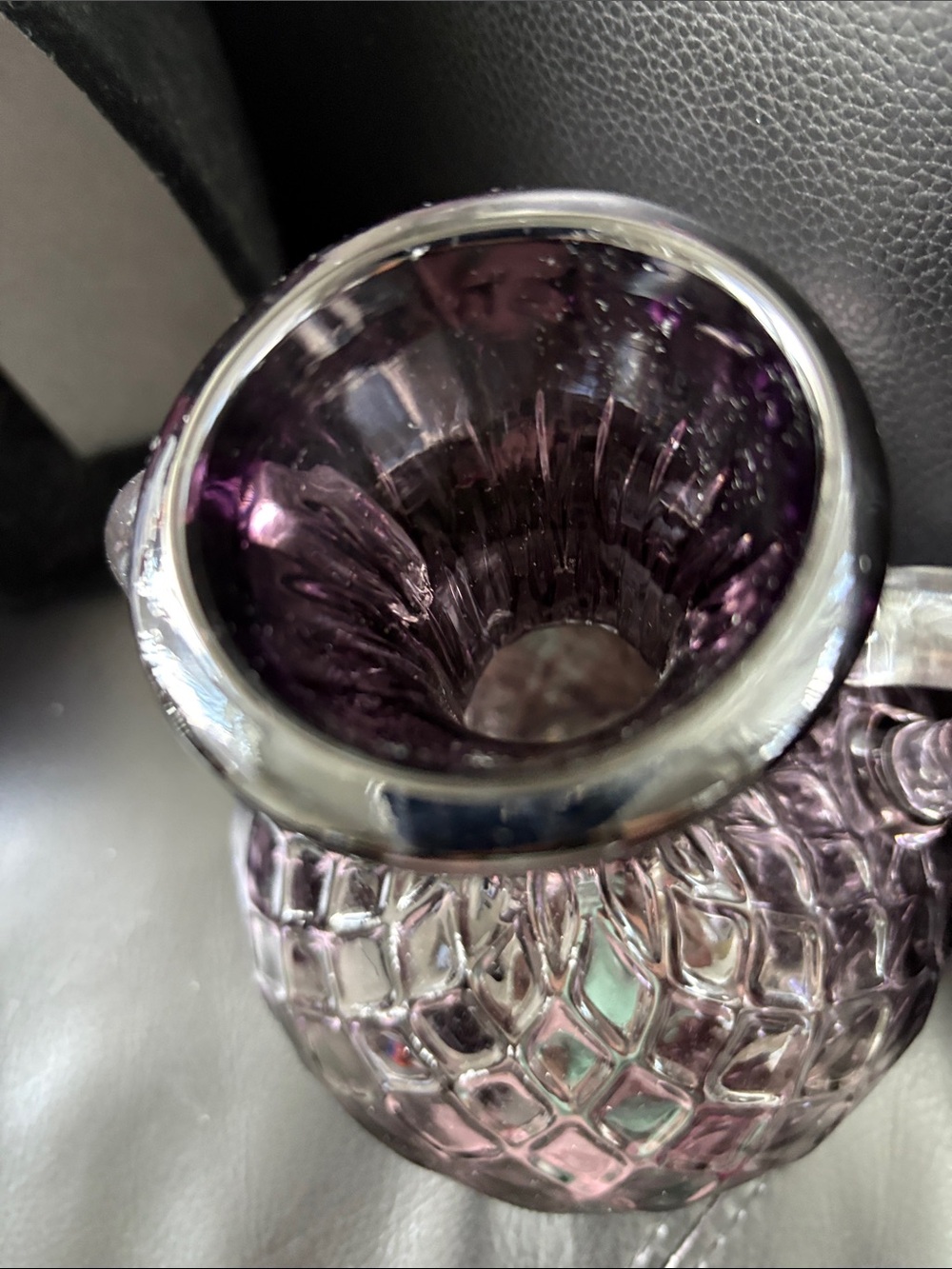 Vintage Handblown Glass Double-Handled Vase in Deep Purple - Picture 3 of 7